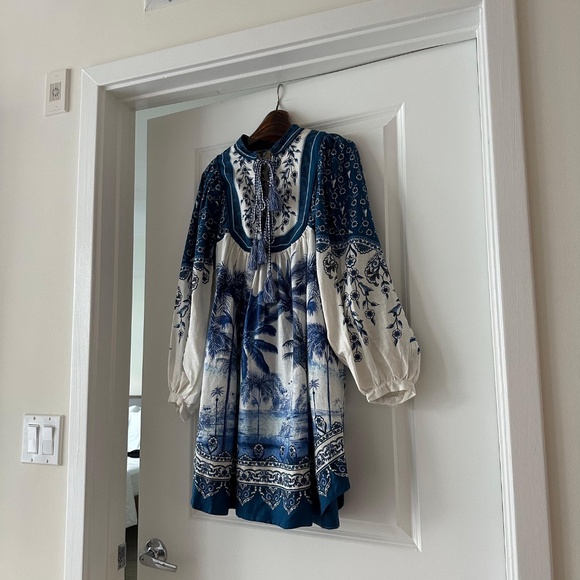 Farm Rio Off-White Palm Tree Beach Mini Dress - Picture 6 of 8